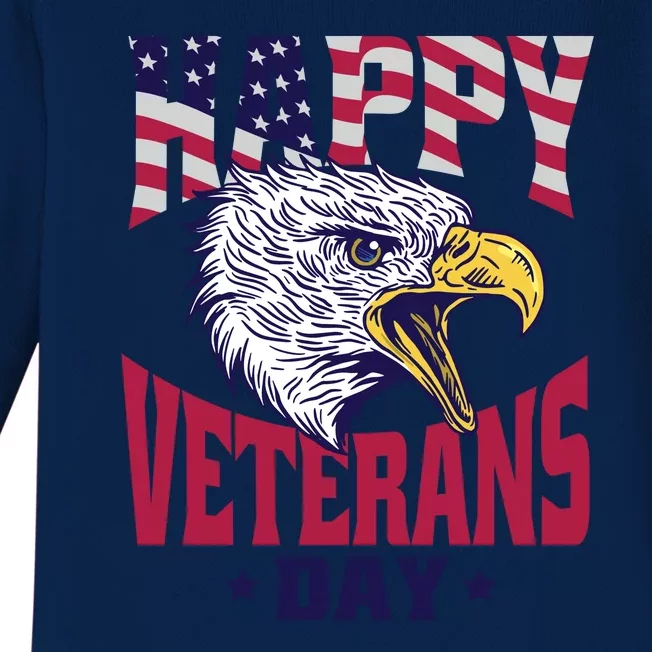 Happy Veterans Day Eagle Baby Long Sleeve Bodysuit