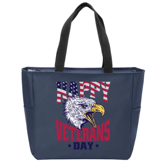 Happy Veterans Day Eagle Zip Tote Bag