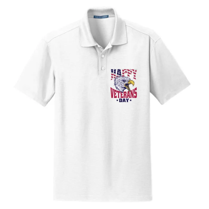 Happy Veterans Day Eagle Dry Zone Grid Performance Polo