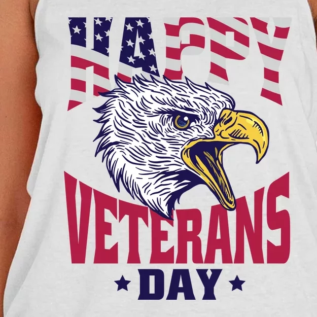 Happy Veterans Day Eagle Women's Knotted Racerback Tank