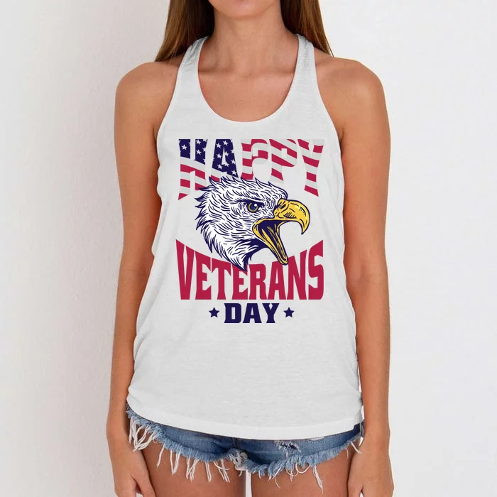 Happy Veterans Day Eagle Women's Knotted Racerback Tank