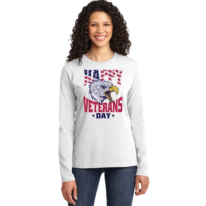 Happy Veterans Day Eagle Ladies Long Sleeve Shirt