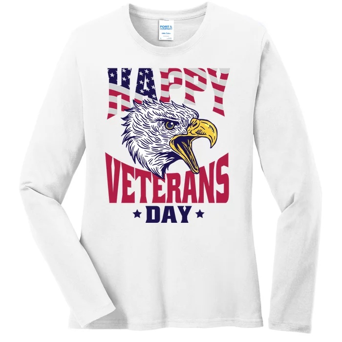 Happy Veterans Day Eagle Ladies Long Sleeve Shirt