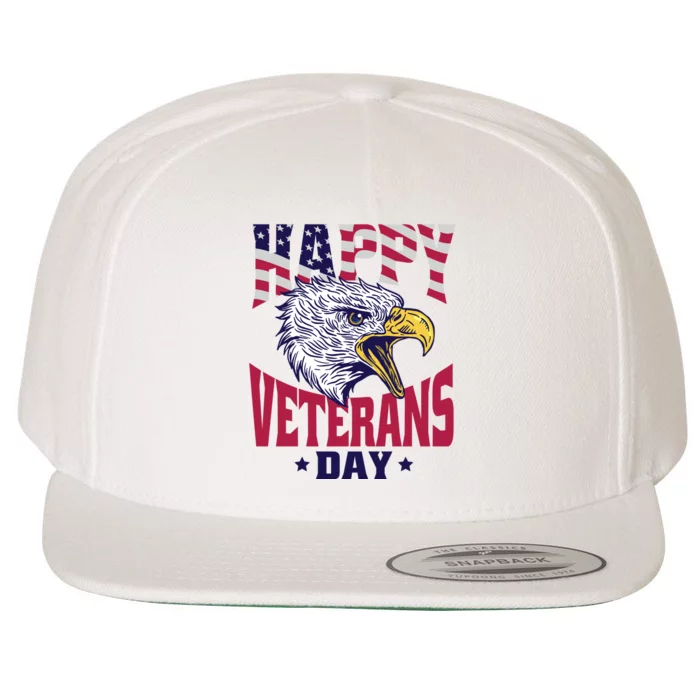 Happy Veterans Day Eagle Wool Snapback Cap