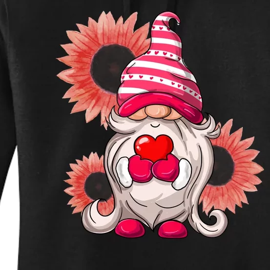 Happy Valentine's Day Gnome Sunflower Women's Pullover Hoodie