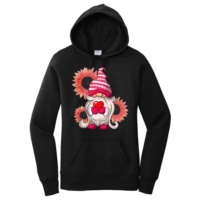 Happy Valentine's Day Gnome Sunflower Women's Pullover Hoodie