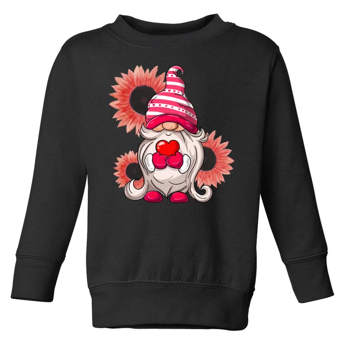 Happy Valentine's Day Gnome Sunflower Toddler Sweatshirt