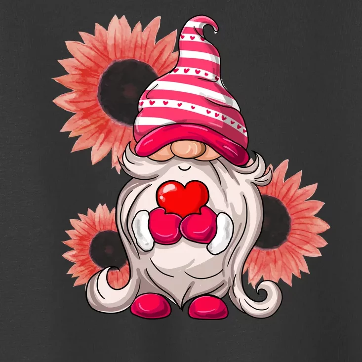 Happy Valentine's Day Gnome Sunflower Toddler T-Shirt