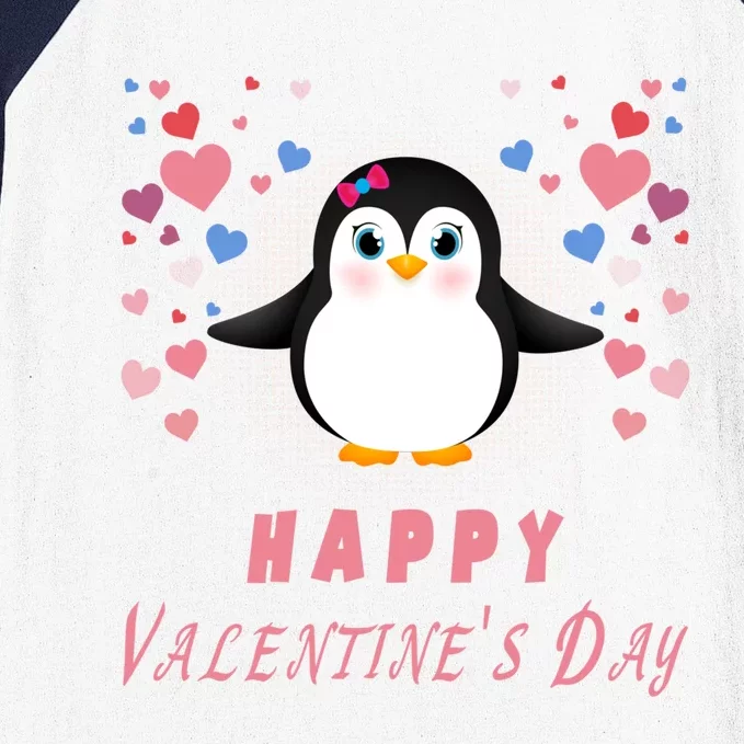 Happy Valentine's Day Cute Penguin Lovers Gift Baseball Sleeve Shirt