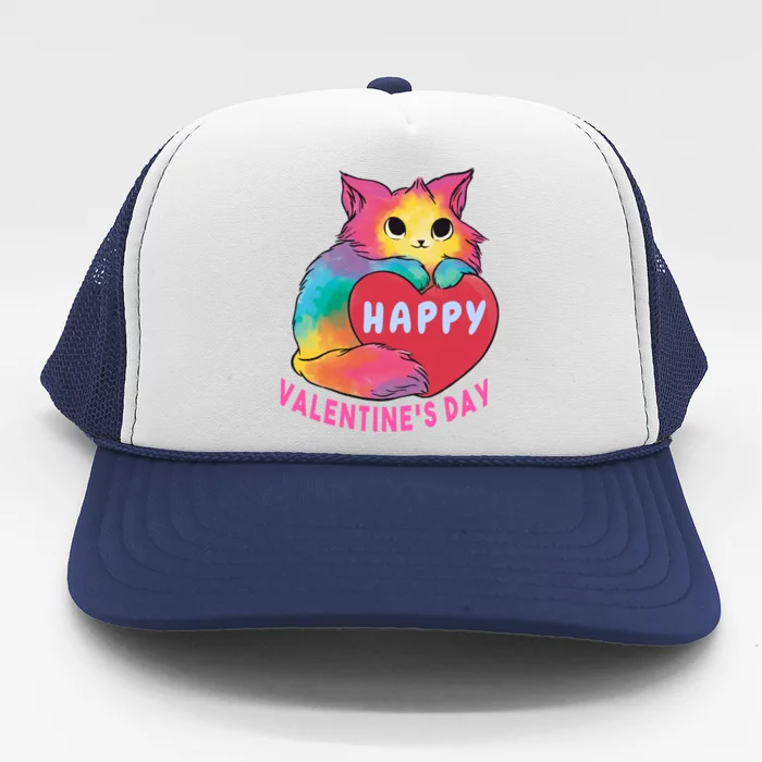 Happy Valentine's Day Love Cat Funny Gift Trucker Hat