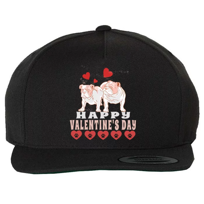 Happy Valentine's Day Love Dog Gift Wool Snapback Cap