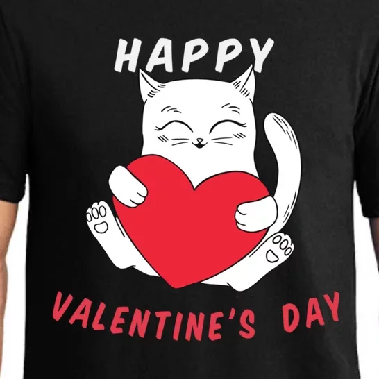 Happy Valentine's Day Love Cat Heart Gift Pajama Set