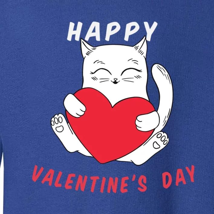 Happy Valentine's Day Love Cat Heart Gift Toddler Sweatshirt