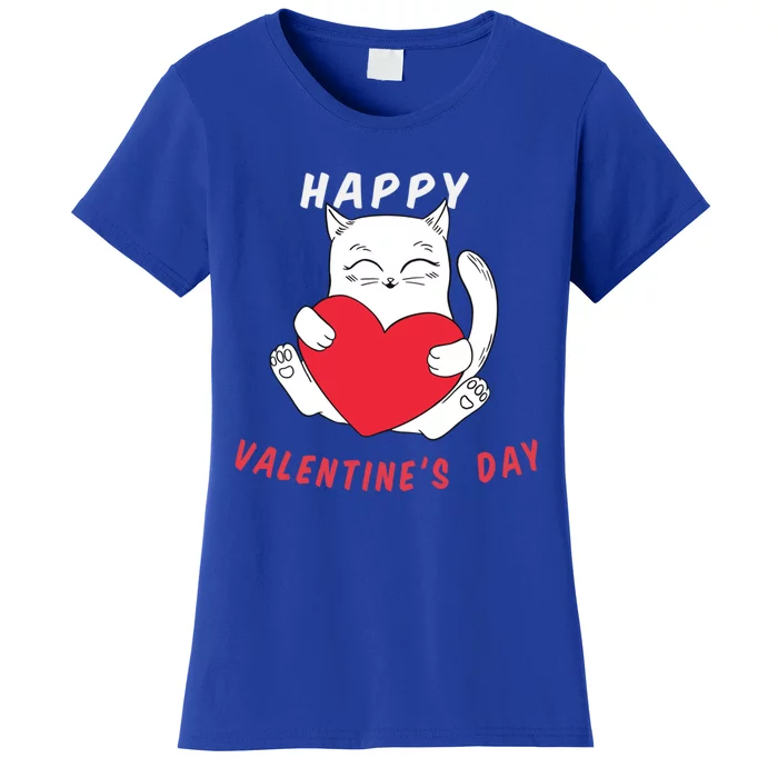 Happy Valentine's Day Love Cat Heart Gift Women's T-Shirt