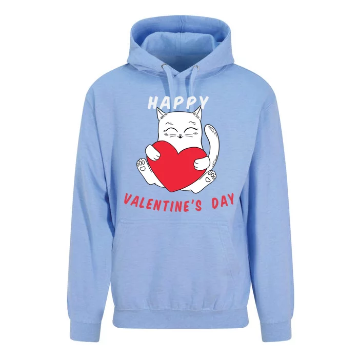 Happy Valentine's Day Love Cat Heart Gift Unisex Surf Hoodie