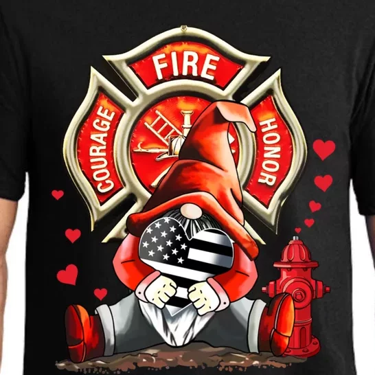 Happy Valentines Firefighter Gnome I Love My Firefighter Gift Pajama Set