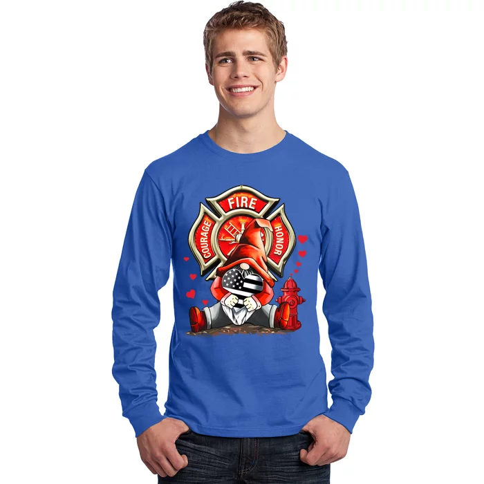 Happy Valentines Firefighter Gnome I Love My Firefighter Gift Long Sleeve Shirt