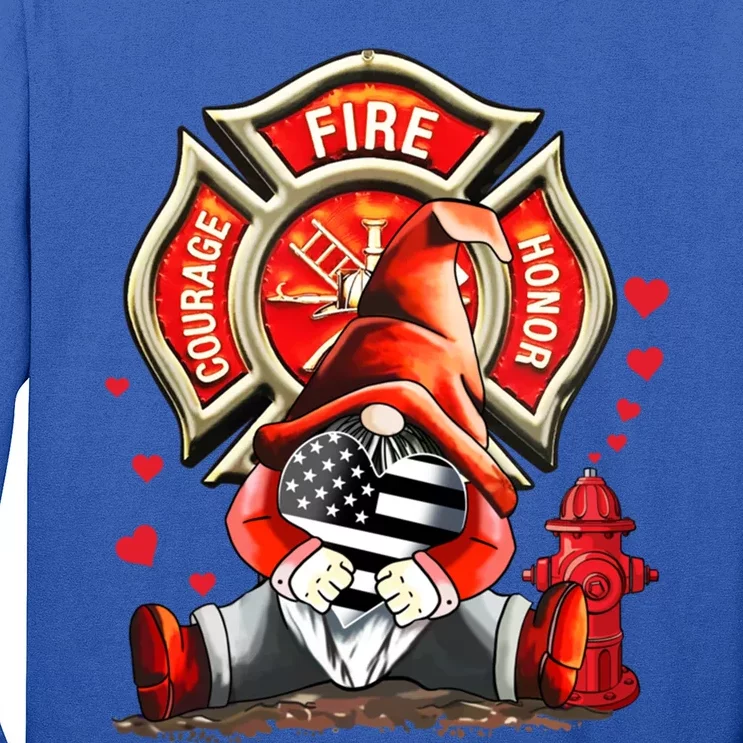 Happy Valentines Firefighter Gnome I Love My Firefighter Gift Long Sleeve Shirt