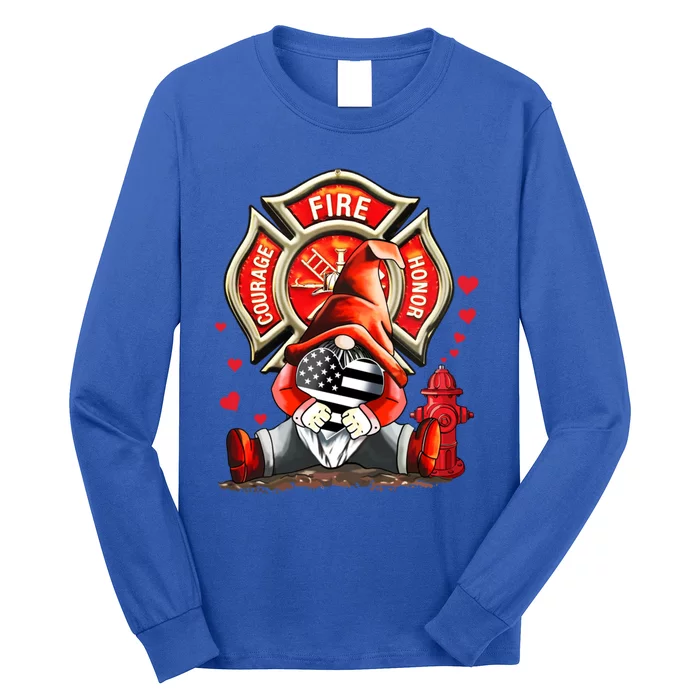 Happy Valentines Firefighter Gnome I Love My Firefighter Gift Long Sleeve Shirt