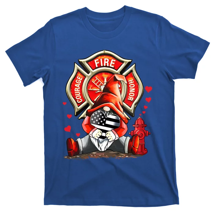 Happy Valentines Firefighter Gnome I Love My Firefighter Gift T-Shirt