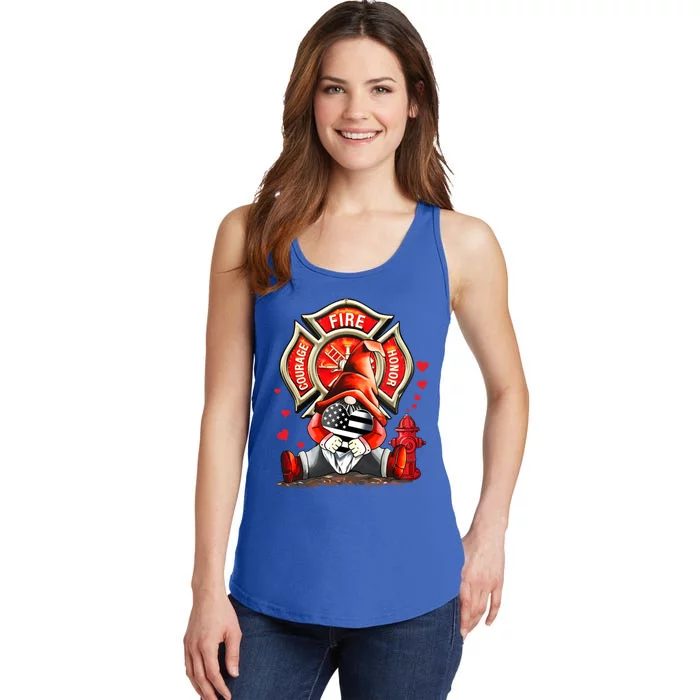 Happy Valentines Firefighter Gnome I Love My Firefighter Gift Ladies Essential Tank