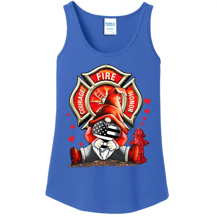 Happy Valentines Firefighter Gnome I Love My Firefighter Gift Ladies Essential Tank