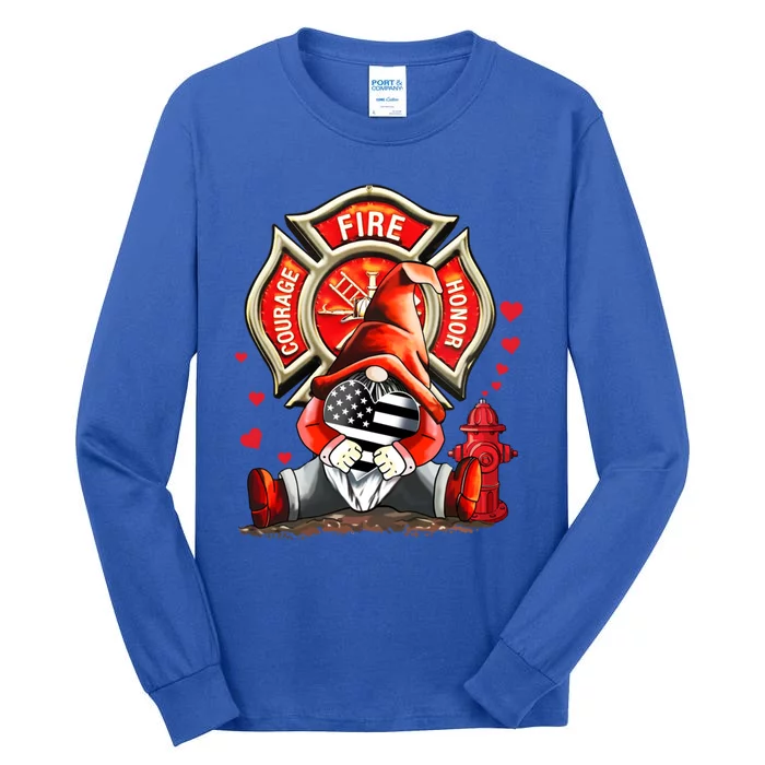 Happy Valentines Firefighter Gnome I Love My Firefighter Gift Tall Long Sleeve T-Shirt