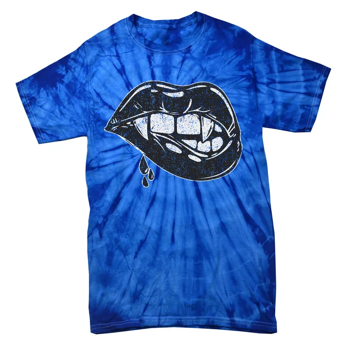 Halloween Vampire Fangs Female Lips Blood Tie-Dye T-Shirt