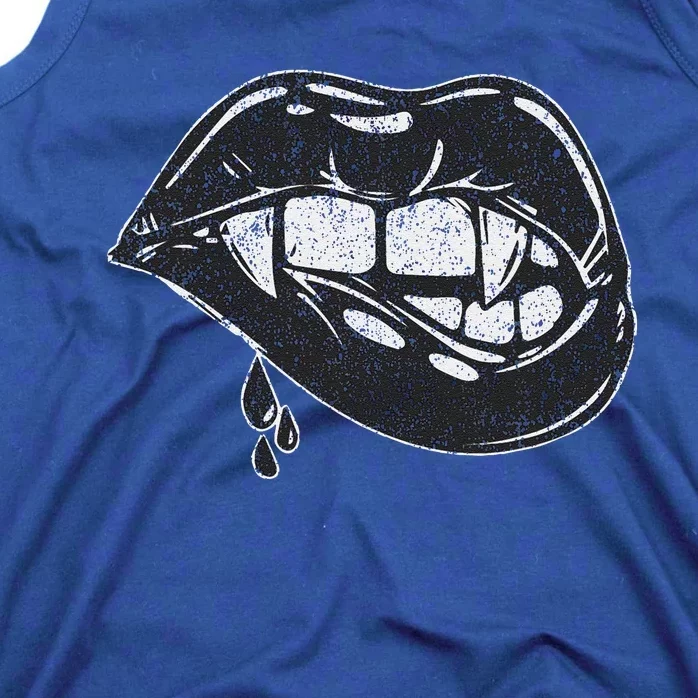 Halloween Vampire Fangs Female Lips Blood Tank Top