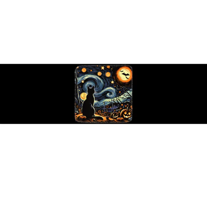 Halloween Van Gogh Starry Night Black Cat Pumpkins Bats Bumper Sticker