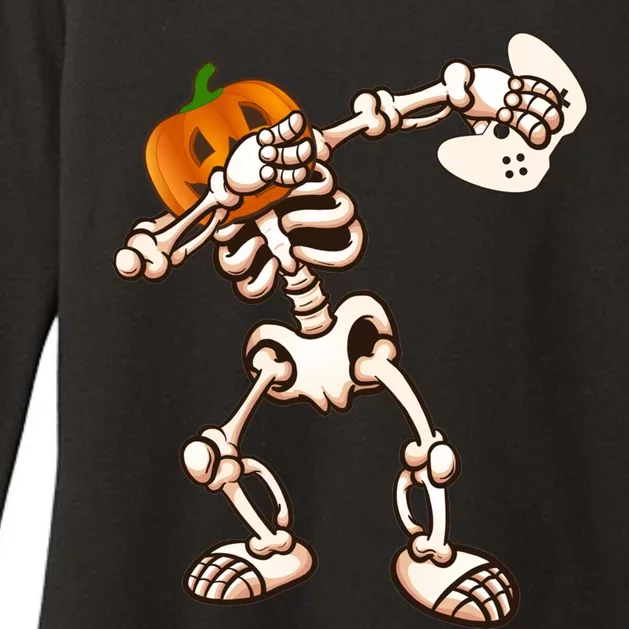 Halloween Video Game Pumpkin Skeleton Funny Costume Gamer Gift Womens CVC Long Sleeve Shirt