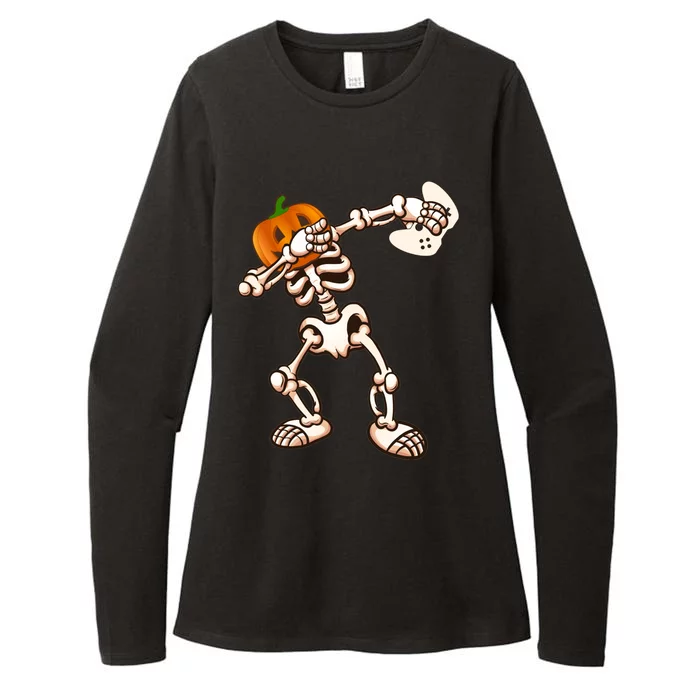 Halloween Video Game Pumpkin Skeleton Funny Costume Gamer Gift Womens CVC Long Sleeve Shirt