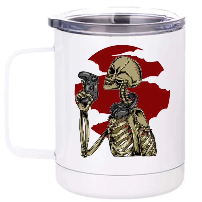 Halloween Video Game Skeleton Gamer Funny Costume For Gamer Gift Front & Back 12oz Stainless Steel Tumbler Cup