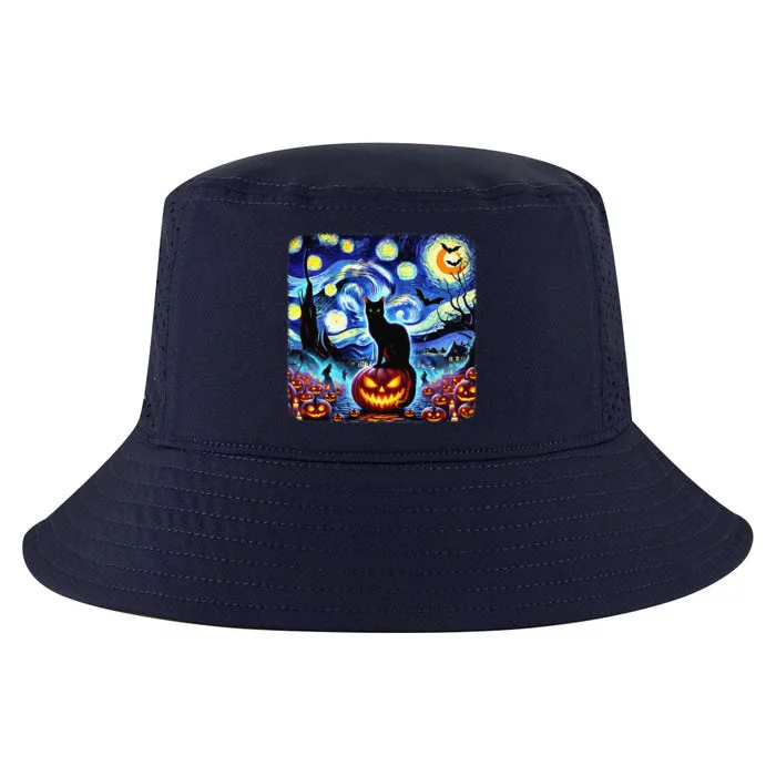 Halloween Van Gogh Starry Night Black Cat Pumpkins Bats Gift Cool Comfort Performance Bucket Hat