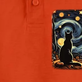 Halloween Van Gogh Starry Night Black Cat Pumpkins Bats Gift Dry Zone Grid Performance Polo