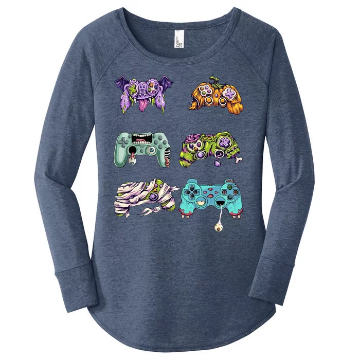 Halloween Video Gaming Controller Women's Perfect Tri Tunic Long Sleeve Shirt