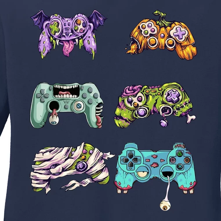 Halloween Video Gaming Controller Ladies Long Sleeve Shirt