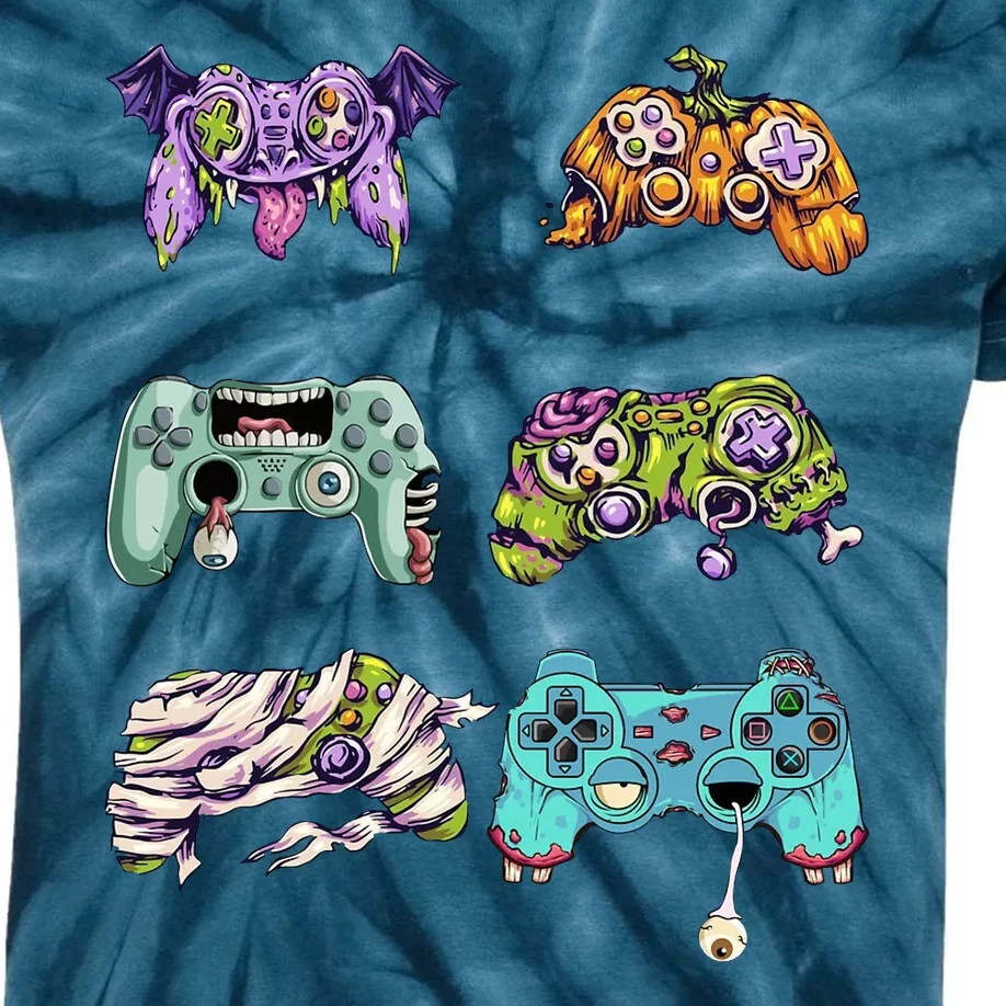 Halloween Video Gaming Controller Kids Tie-Dye T-Shirt