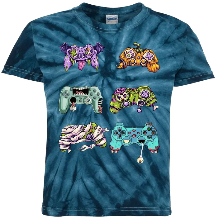 Halloween Video Gaming Controller Kids Tie-Dye T-Shirt