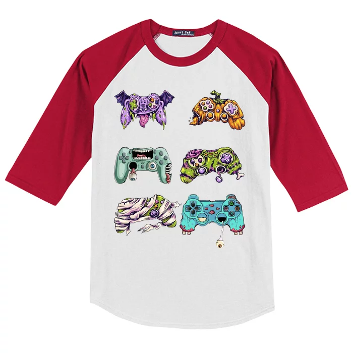 Halloween Video Gaming Controller Kids Colorblock Raglan Jersey