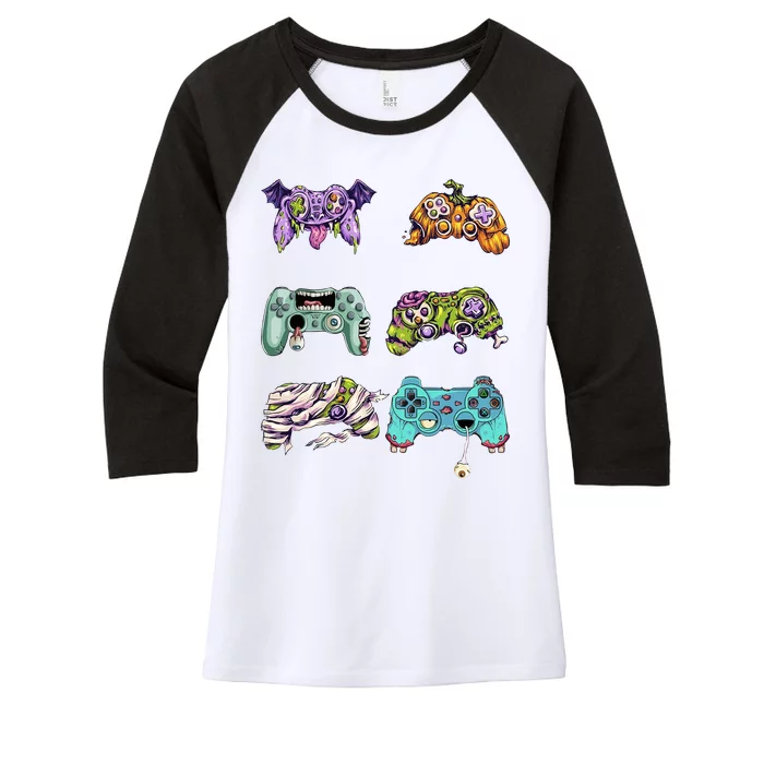 Halloween Video Gaming Controller Women's Tri-Blend 3/4-Sleeve Raglan Shirt