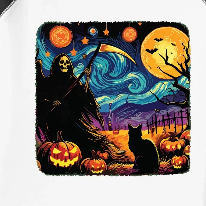 Halloween Van Gogh Starry Night Grim Reaper Pumpkins Cats Infant Baby Jersey Bodysuit