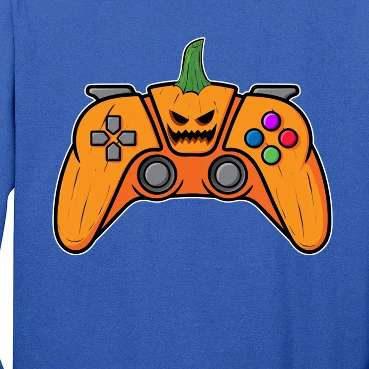 Halloween Video Game Controller With Pumpkin Face Gaming Funny Gift Tall Long Sleeve T-Shirt