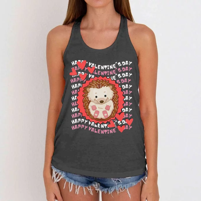 Happy Valentine's Hedgehog Valentine Teacher Women's Knotted Racerback Tank