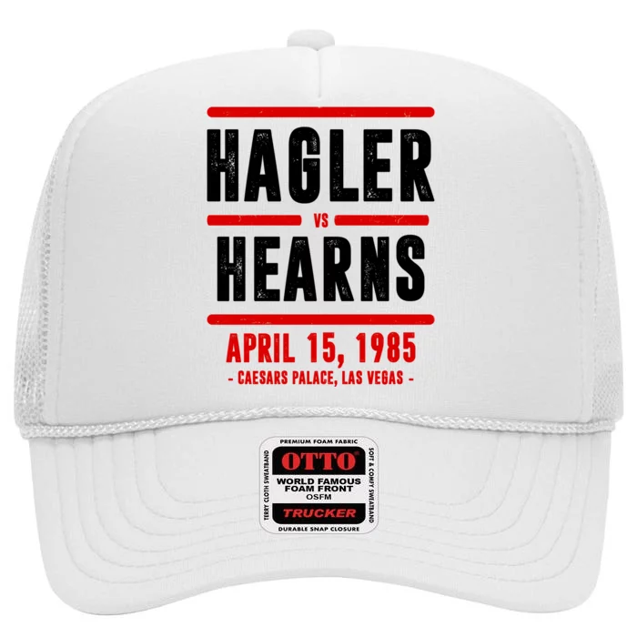 Hagler Vs Hearns 80s Boxing High Crown Mesh Trucker Hat