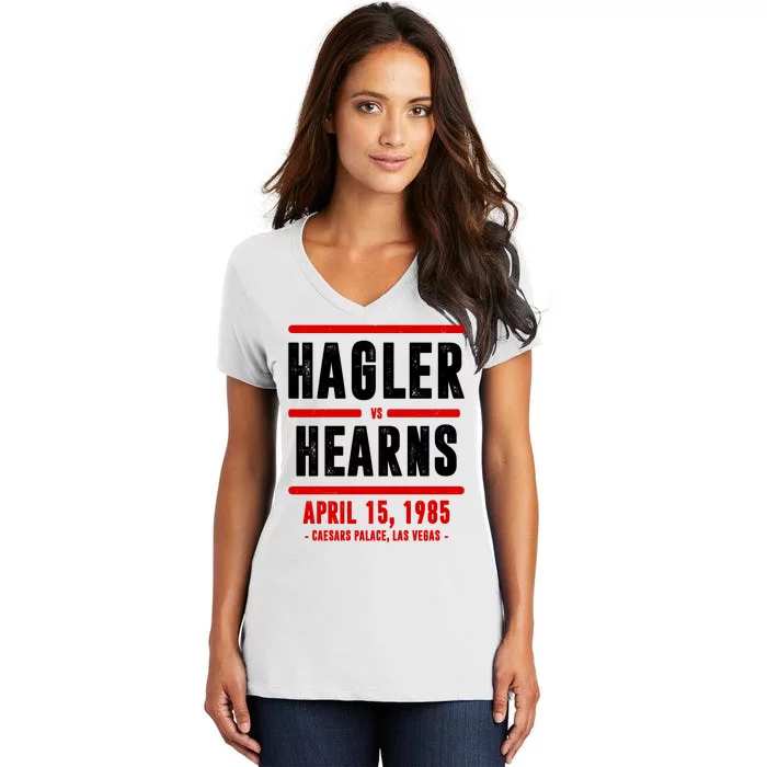 Hagler Vs Hearns 80s Boxing Women's V-Neck T-Shirt