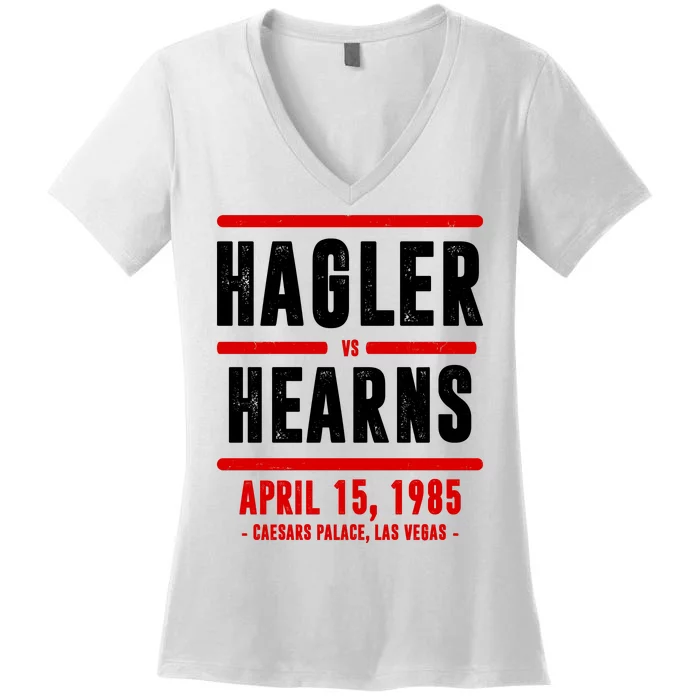 Hagler Vs Hearns 80s Boxing Women's V-Neck T-Shirt