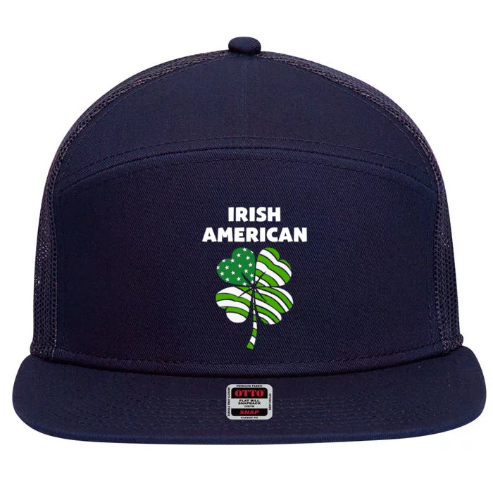 Happy Vintage Irish American Flag Shamrock Gift 7 Panel Mesh Trucker Snapback Hat