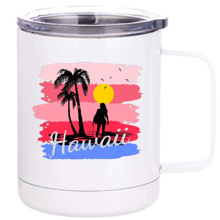 Hawaiian Vacation In Pastel Colors For Matching Family Group Front & Back 12oz Stainless Steel Tumbler Cup