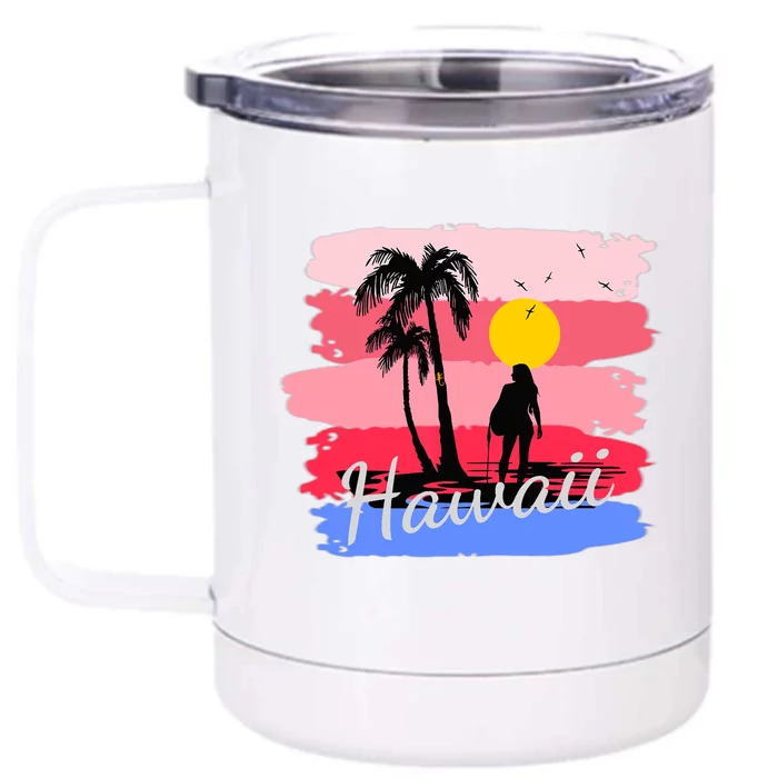 Hawaiian Vacation In Pastel Colors For Matching Family Group Front & Back 12oz Stainless Steel Tumbler Cup